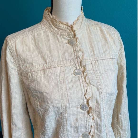 J. Jill Pastel Yellow Ruffle Trim Jacket Women's Small - Picture 8 of 10